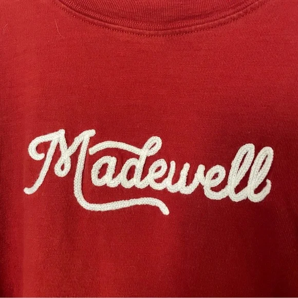 Madewell Rust Orange T-Shirt Embroidered Logo Tee Small Oversized Crop Boxy Y2K - Picture 5 of 6